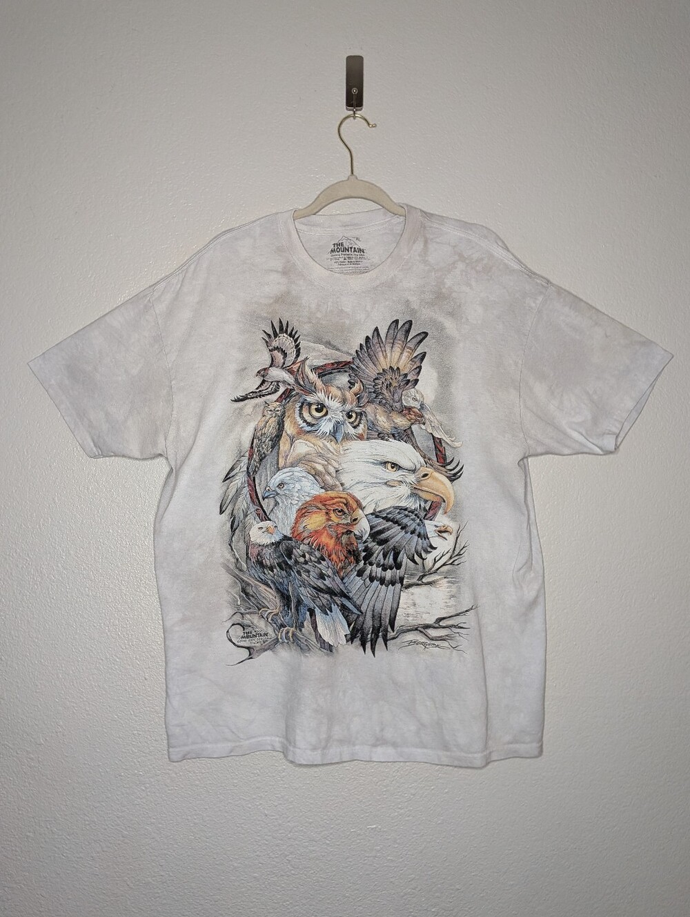 The Mountain Men Tan Beige Wildlife Nature Eagles Owls Birds Graphic Tee XL